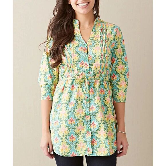Matilda Jane It's a Wonderful Parade Green Acres Top Floral Women's Medium - Picture 1 of 4